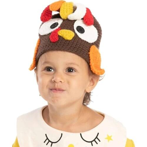 Free Shipping Funny Children Baby Boy Turkey Hat Cap Winter Warm Knitted Halloween Props Party Kids Hats Caps 1-10T New Arrivals