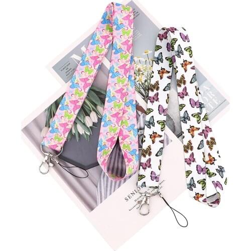 Flyingbee Colorful Butterflies Painting Art Key Chain Lanyard Neck Strap For Phone Key ID Card Fashion Lanyard For Friend X2122