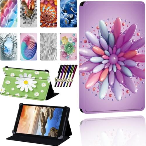 3D Pattern Case for Lenovo Tab 7"/ 8"/10" Thinkpad Scratch Resistant Tablet Lightweight Protective Case Cover + Stylus