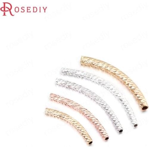 D122)6 pieces 20mm 25mm 30mm 34mm 35mm 24K Champagne Gold Color Brass Curved Tube Bracelet Making High Quality