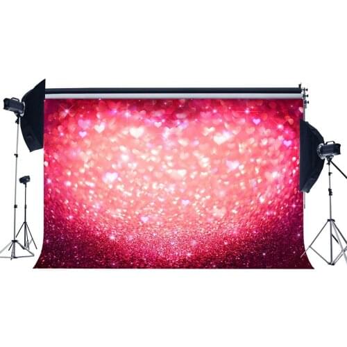 Valentines Day Backdrop Red Sweet Hearts Bokeh Glitter Sequins Blurry Romantic Wallpaper Wedding Photography Background