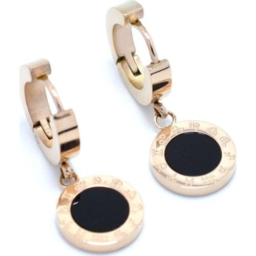 FYSARA Twelve Constellations Design Women Earrings Rose Gold-color White Black Shell Circular Surface Roman Letter Dance Earring