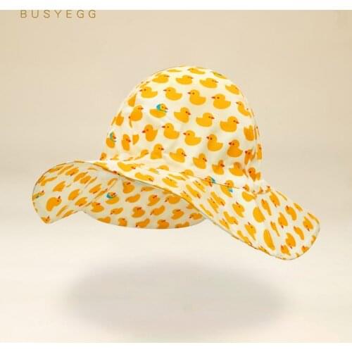 Summer cute cartoon yellow duck child bonnet adjustable baby girls sunshade hats toddler panama children newborn boy sun cap