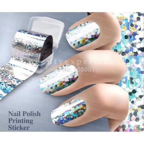 Fashion Laser Sliver Crystal effect Nail Art Transfer Foil Nail Sticker Tip Decoration Easy nails accessoires