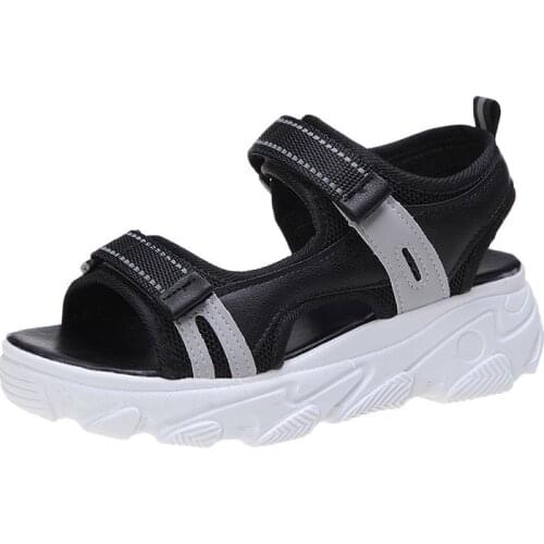 Fashion Womens Beach Sandals White Open Toe High Heel Sandal Women 2021 New Casual Black Sticky Tape Platform Shoes Woman