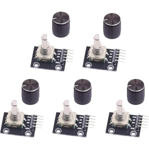 5Pcs KY-040 Rotary Encoder Module with Knob Cap for Arduino