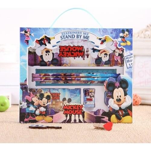 Disney cute frozen 7-piece stationery set cartoon stationery box writing notebook pencil combination school supplies gift