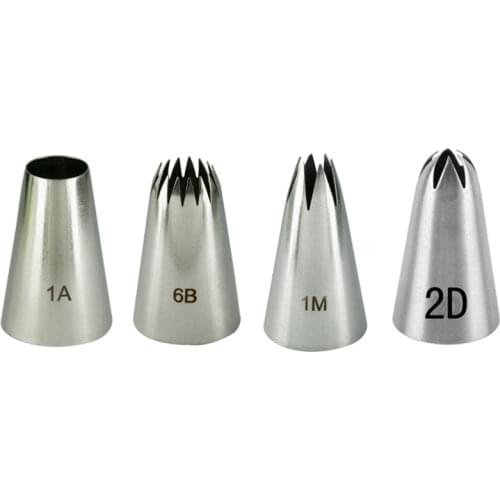 #6B#1M#1A#2D Stainless Steel Pastry Nozzle Set 1-4pcs Icing Piping Nozzle Baking Pastry Tips Cupcake Cake Decorating Tools