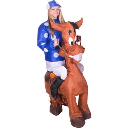 Inflatable Horse Jockey Costume Blow Up Suit for Women Men Adult Ride on Horse Hen Stag Night Party Carnival Cosplay Fancy Dress