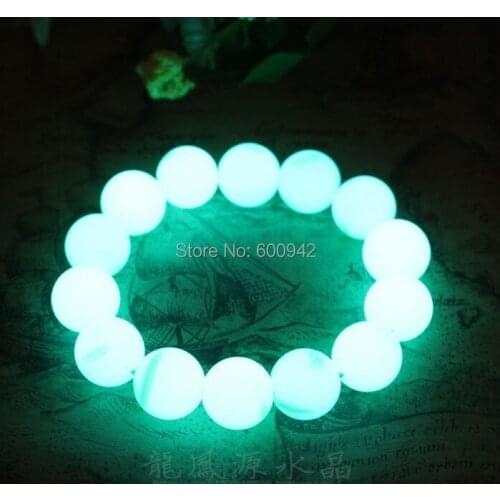 14mm Natural Night-luminous Ore gemstone Bead Crystal Mala fluorite bracelet