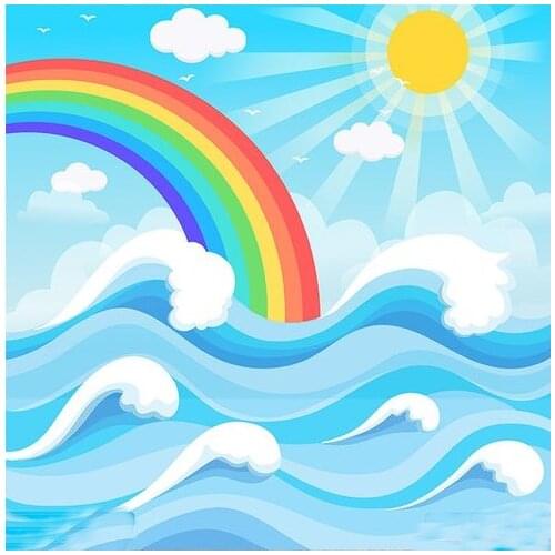 Noahs Ark Rainbow sun Cloud sea ocean Birthday photography backgrounds Computer print party photo backdrop