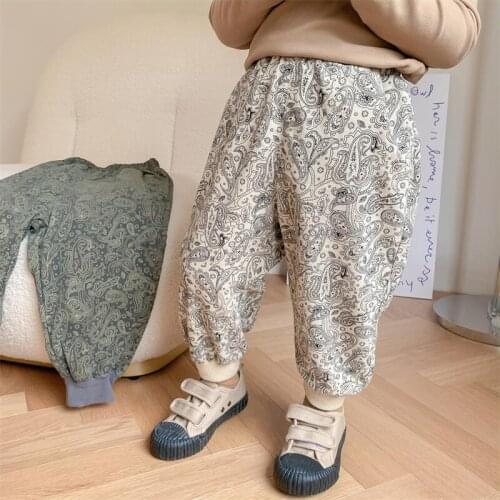 8583 New Korean Style Children Pants Cashew Nut Flower Thread Mouth Legging Pants Autumn New 2021 Fashion Girls Trousers