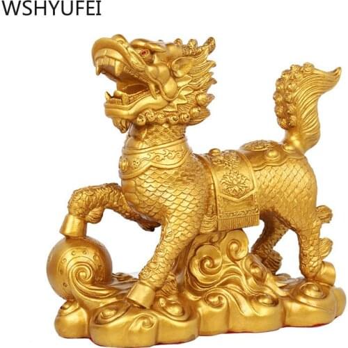 New style Kirin model resin decoration Auspicious gifts Living room bedroom office Desktop decorations Home decoration WSHYUFEI