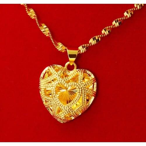 Heart Necklace for Women Gold Color Wedding Statement Necklace