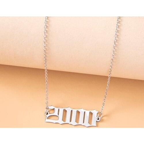 Personalize Year Number Necklaces For Women Silver Color Stainless Steel Birthday Date Collar Choker Jewelry Gifts For Girls