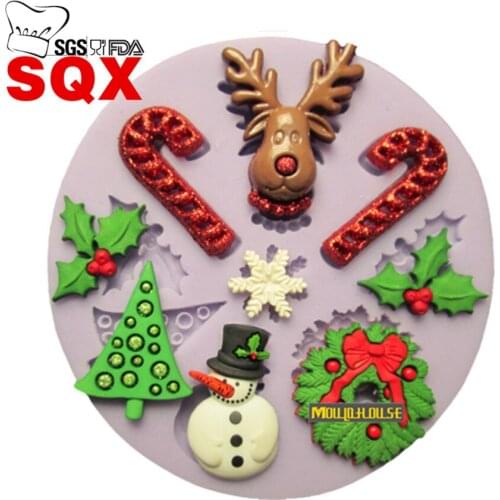 Christmas elk Shaped Cake Mold Silicone Snow Fondant Mold Sugar Craft Cake Decorating Snowman Christmas Silicone Mold SQ15176