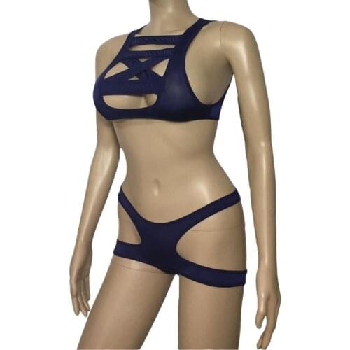 Sexy Lingerie Set Womens Body Harness Tight Vest Hollow Tops with Open Ass Boxer Brief Catsuit Clubwear Erotic Costumes