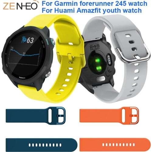 Silicone watch band For Huami Bip BIT PACE Lite Youth 20mm wristband replacement for Garmin forerunner 245 watches straps bands