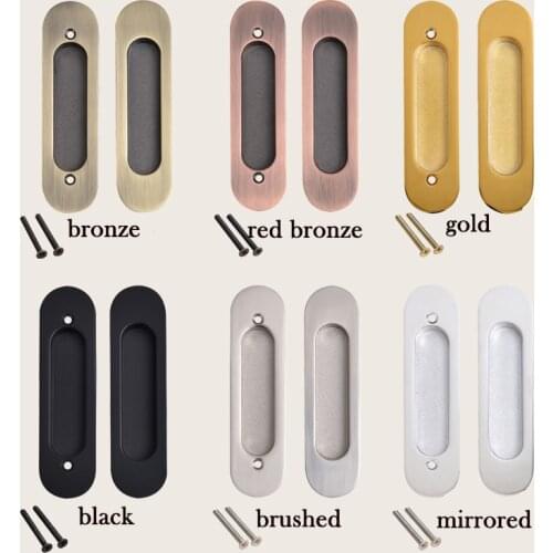 2PCS Hidden Zinc Alloy Recessed Pull Sliding Door Handles Bedroom Cabinet handle furniture hardware