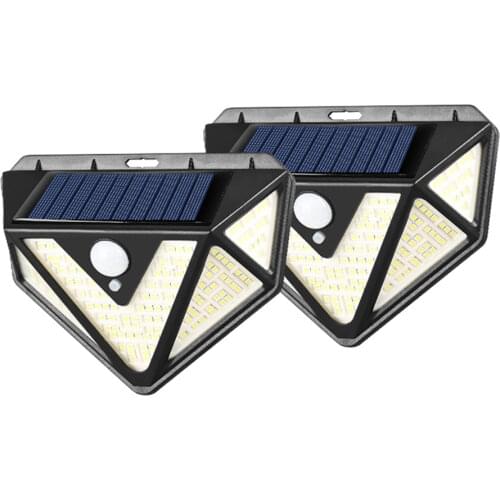 166 LED Solar Lighting Wall Light Outdoor Courtyard Garden 3 Modes Three Sides PIR Motion Sensor Waterproof Wall Lamp