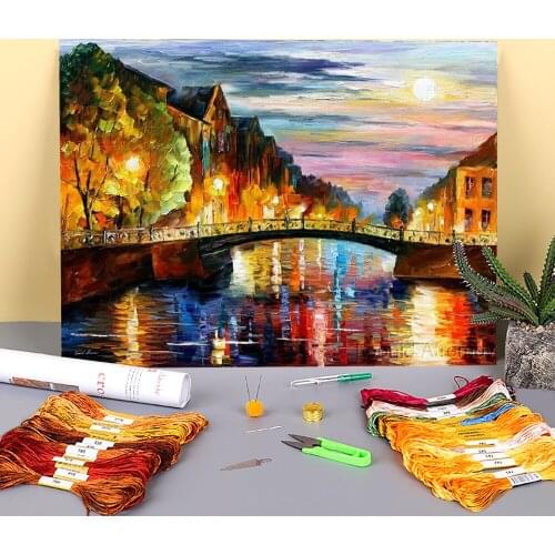 St. Petersburg Printed Fabric 11CT Cross-Stitch Embroidery Full Kit DMC Threads Handiwork Painting Sewing Craft Magic Package