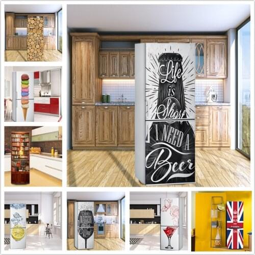 60x150cm Beer Bottle Refrigerator Stickers Home Decor Kitchen Fridge Door Poster Mural Self-adhesive Waterproof Decal Wallpaper