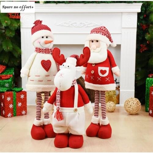 Retractable Christmas Santa Claus Snowman Elk Christmas Doll New Year Merry Christmas Figurine Ornament For Home Kid Xmas Gift