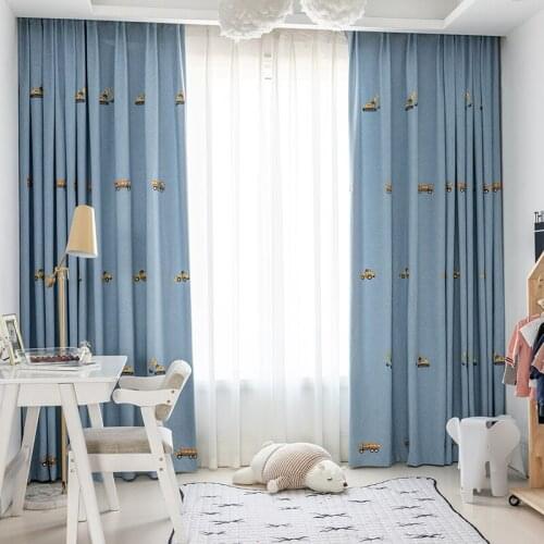 Chicity Blue Embroidered Curtains For Kids Bedroom Home Decor Cartoon Curtain for Living room and Kitchen Window Customized