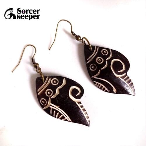 New Vintage Jewelry Earrings for Women Natural Yak Bone Feather Long Earring Fashion Statement Jewelry Brincos femme 09063