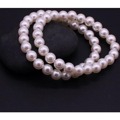Fashion Handmade Beaded Elastic Womens Bracelet, Exquisite 8mm Imitation Pearl Bracelet, Simple Style Charm Jewelry Gift