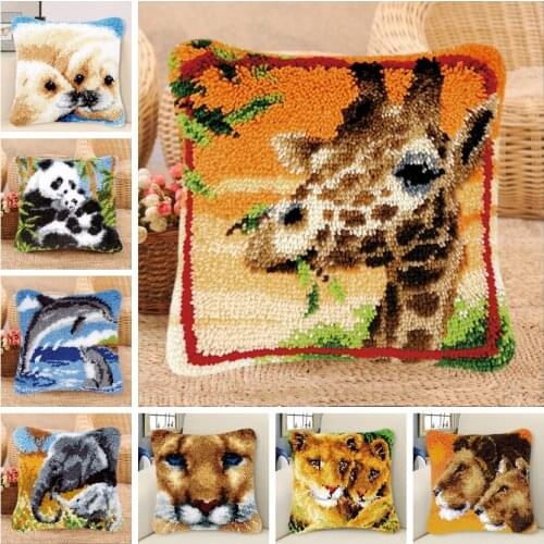 Animal Smyrna Knooppakket Klink Haak Kleed Bloemen Do It Yourself Cross Stitch Pillows Borduurpakket Kussen latch hook Pillow 3D