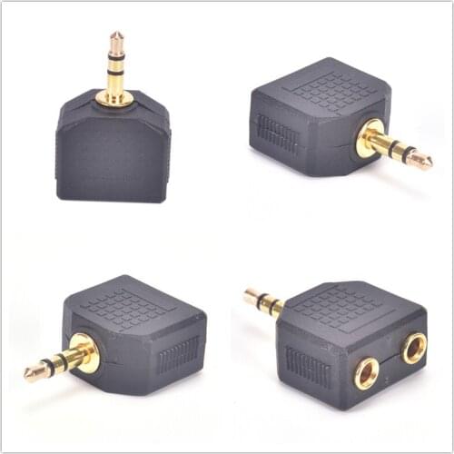 1 Plug To 2 Sockets Plug 3.5mm Stereo Jack Headphone Splitter Adaptor Splitter Y Adapter Drop Shipping