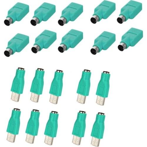Lot 10PCS USB 2.0 Male to for PS2 Female or USB Female to for PS2 Male Adapter Converter Plug for Computer PC Keyboard Mouse