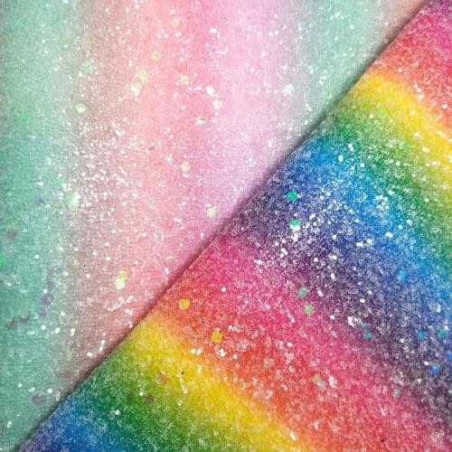 2pcs 21x29cm Rainbow Chunky Glitter Leather for DIY accessories 4S13