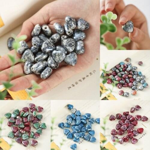 20 PCS Mixed Color Ceramic Beads DIY Flat Loose Beads Handmade Porcelain Spacer Beads For Jewelry Accessories Wholesale