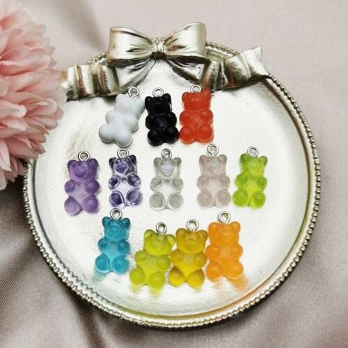 20pcs Sweet Candy Bear Resin Charms DIY Findings 3D Gummy Candy Earring Keychain Necklace Pendants Jewelry Decor Accessory FX195
