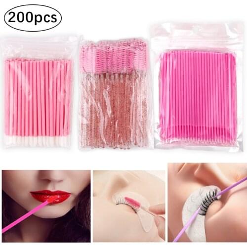 200Pcs Eyelash Brushes Set Makeup Eyebrow Lip Brush MicroBrush Individual Mascara Wands Applicator Grafting Eyelashes Tool