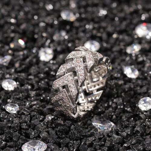 2020 Secret New Arrow Shape Ring For Men Women Bling Iced Out Cubic Zircon Hip Hop Punk Rings Exaggerated Street Artist Ring