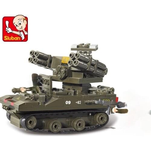207Pcs Military Series Antiaircraft Tank Building Block Toys SLUBAN Construction Figure Gift For Children Compatible Blocks Toy