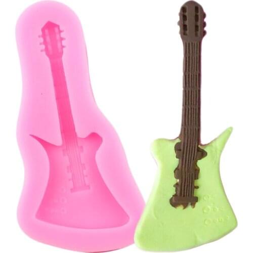 3D Guitar Silicone Fondant Mold DIY Party Candy Polymer Clay Resin Mould Cupcake Cake Decorating Tools Chocolate Gumpaste Moulds
