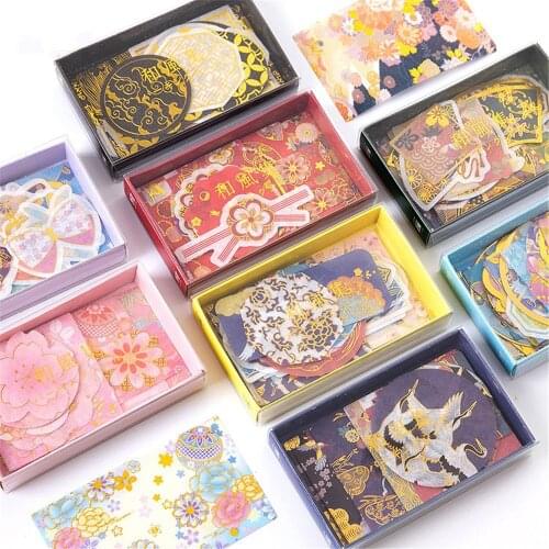 45pcs Chinese Style Gold Foil Stickers Kawaii Stationery DIY Scrapbooking Hand Account Journal Decoration Sealing Label Gift Tag