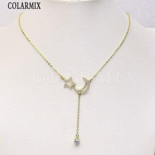 8Pcs Elegant Pendant Necklace Tiny Crescent star Pendant jewelry Pendant Necklace Slim chain Jewelry necklace 8382