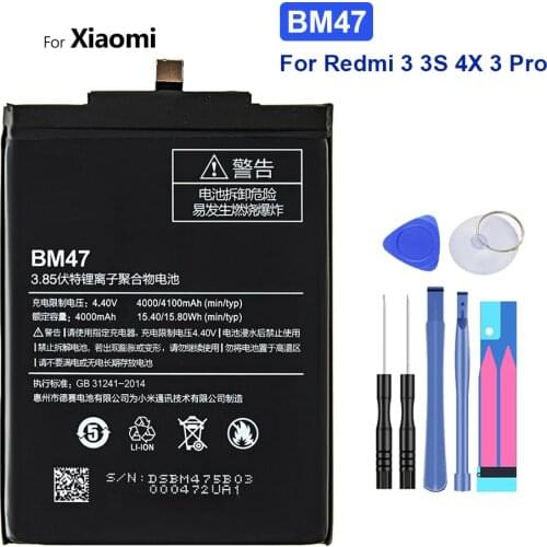 BM47 4000mAh Battery For Xiaomi Redmi 4X 3 3S 3X BM 47 BM-47 For Xiao mi Redmi4X Redmi3 Redmi3X Redmi3S with Track Code
