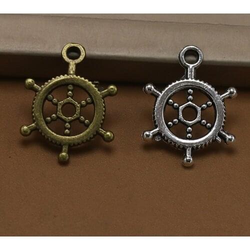 ANGRLY 50pcs 20*15MM Have Hook Up Fashion Alloy Double-sided Anchor Rudder Pendant Accessories Punk Style Metal Crafts Gifts