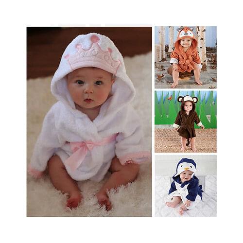 New Infant Baby Girl Boy Hooded Bath Towel Wrap Bathrobe Bathing Shower Blanket Size 1-5T