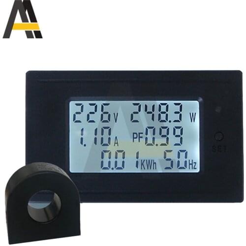 6 IN 1 AC Digital LCD Ammeter Voltmeter 80-260V 5A 10A 20A 100A 1100W 2200W 4400W Electric Volt Amp Power Meter Power Monitor