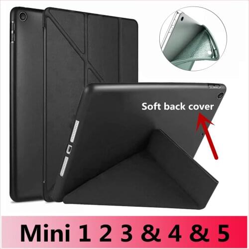 For iPad Mini 5 4 3 2 1 Case PU Leather Silicone Soft Back Front Multi-Fold Sleep Smart Cover for iPad Mini 5 2019 Case Fund
