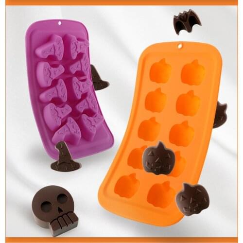 Halloween Chocolate Mold Ceative Chocolate Molds Silicone Pumpkin Skull Bat Shape Baking Mold Fondant Molds for Cake Decorating