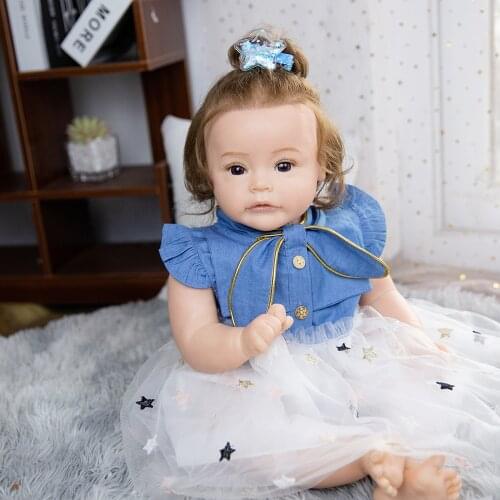 Hoomai 60CM Denim skirt princess Reborn Baby Dolls Soft Body Realistic Reborn Dolls For Children Play Toys Gifts