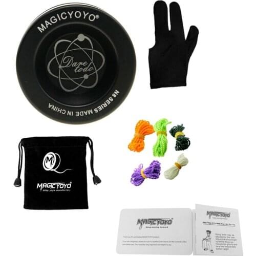 ICYOYO N8 Unresponsive Yoyo Alloy Aluminum Yo Yo + 5 Strings + Glove+Yoyo Bag(Black)